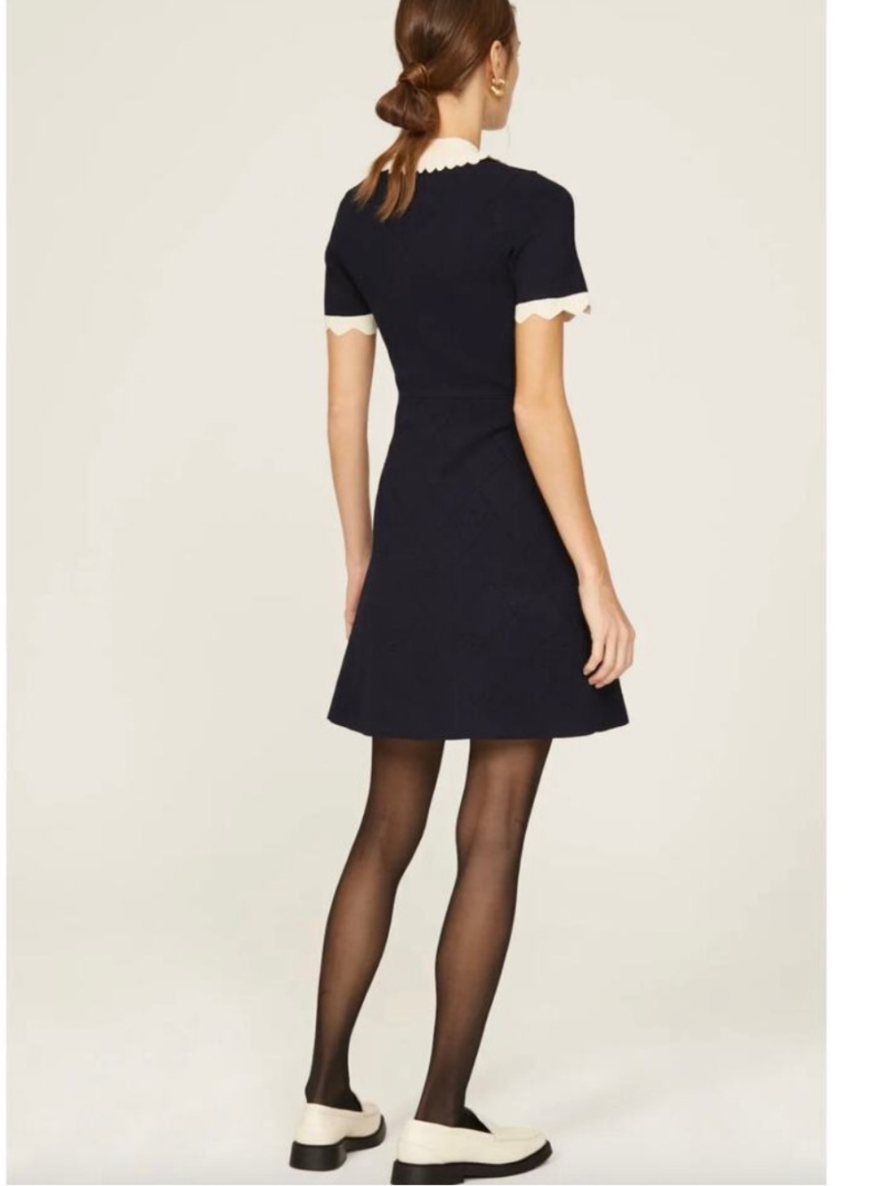 Sandro Scalloped Collar Dress Sz French 38/US 6 - Picture 3 of 14